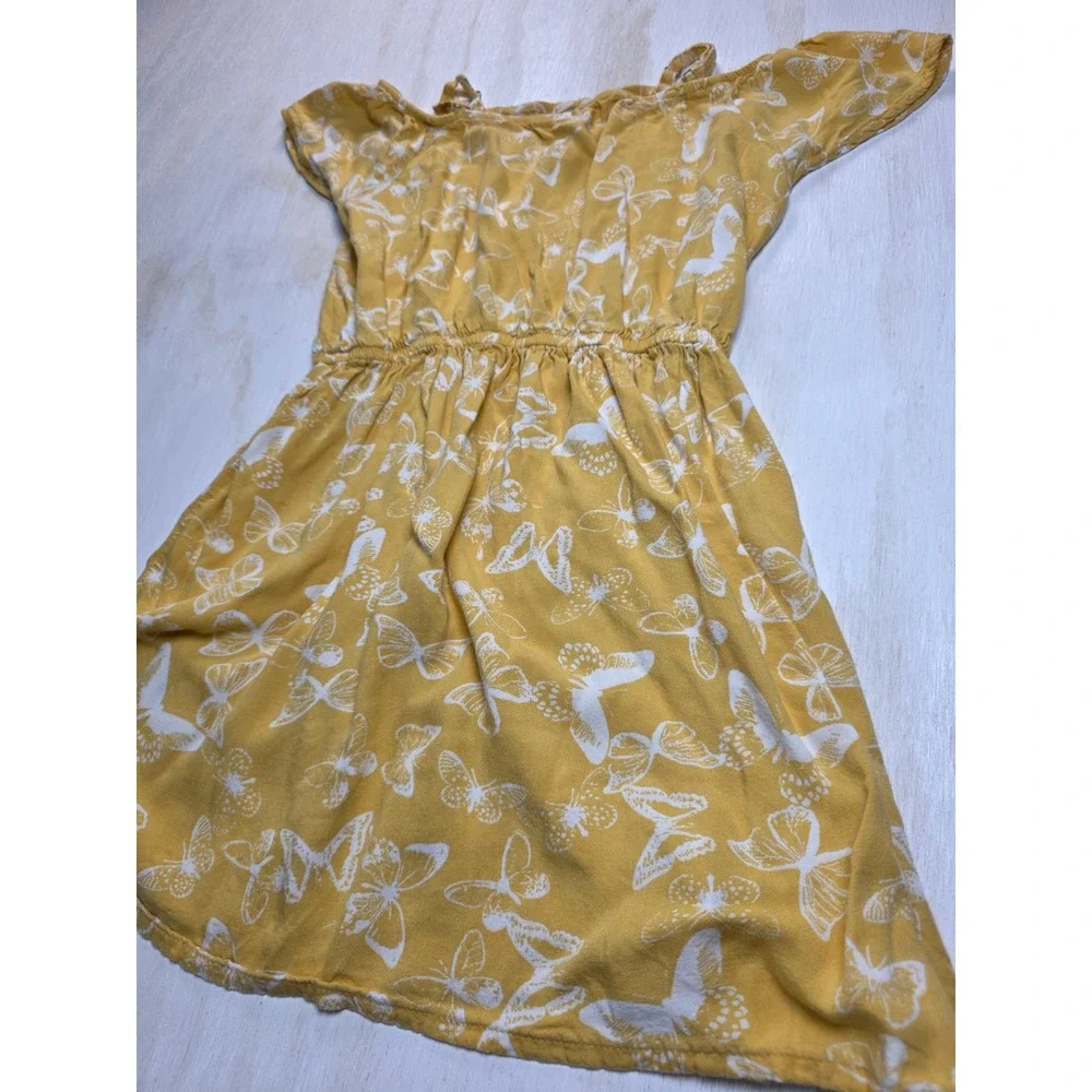 OshKosh Bgosh Girls Yellow Butterfly Dress Boho Cottagecore Viscose Size 7 7A